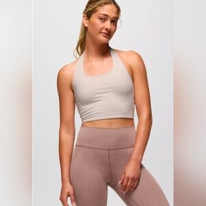 prAna Heavana Halter Top Size Large Fits 12-14 Almond Heather Cream Color